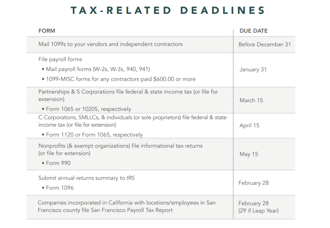 tax deadlines